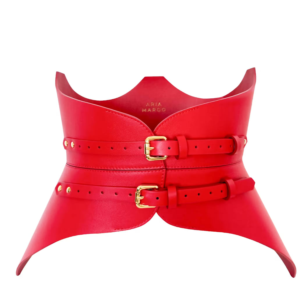 Red leather corset belt – XO by Aria Margo