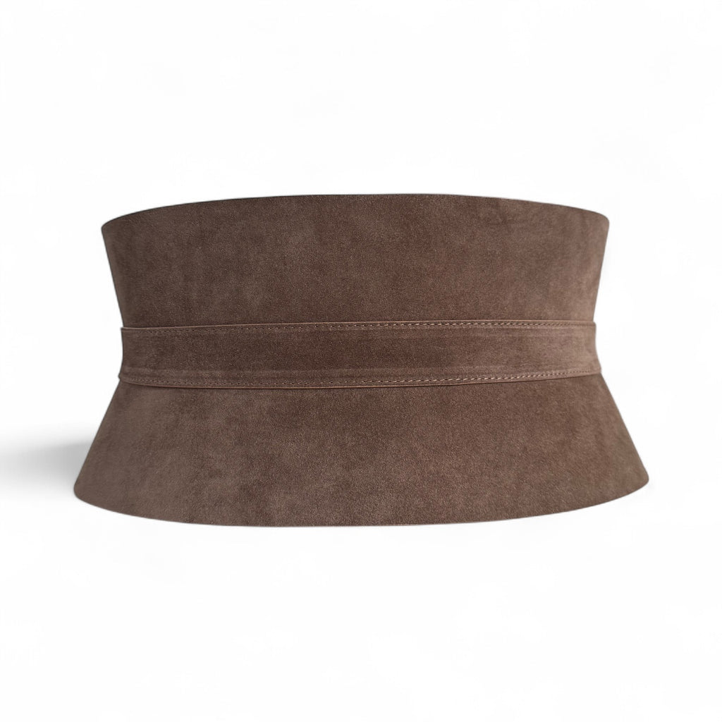 Brown leather corset belt – Wide by Aria Margo