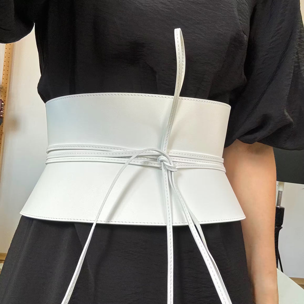 Brown leather corset belt – Wide by Aria Margo
