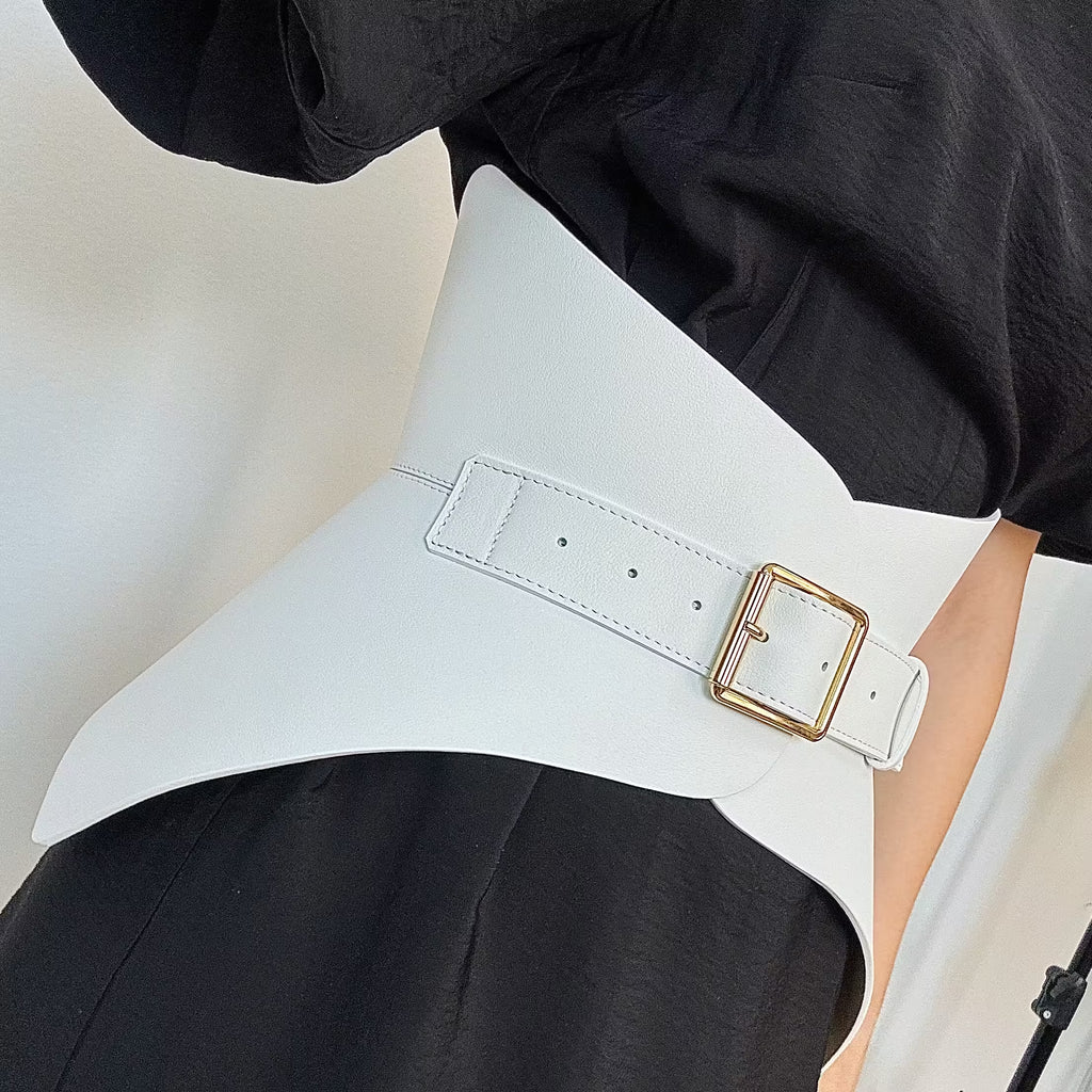 White leather corset belt – Hallo by Aria Margo