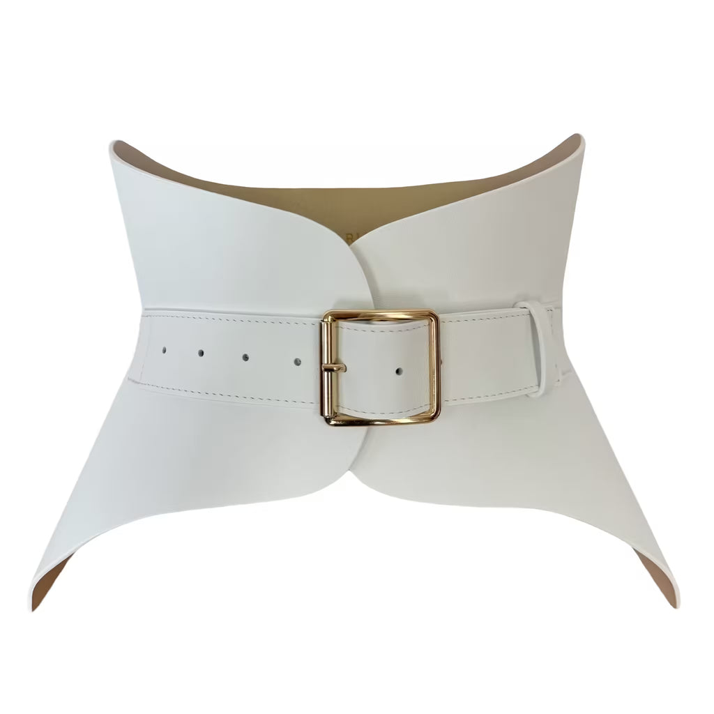 White leather corset belt – Hallo by Aria Margo