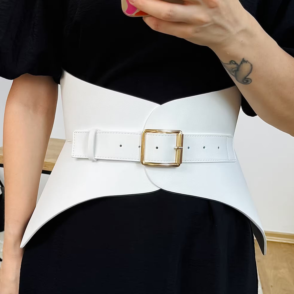 White leather corset belt – Hallo by Aria Margo