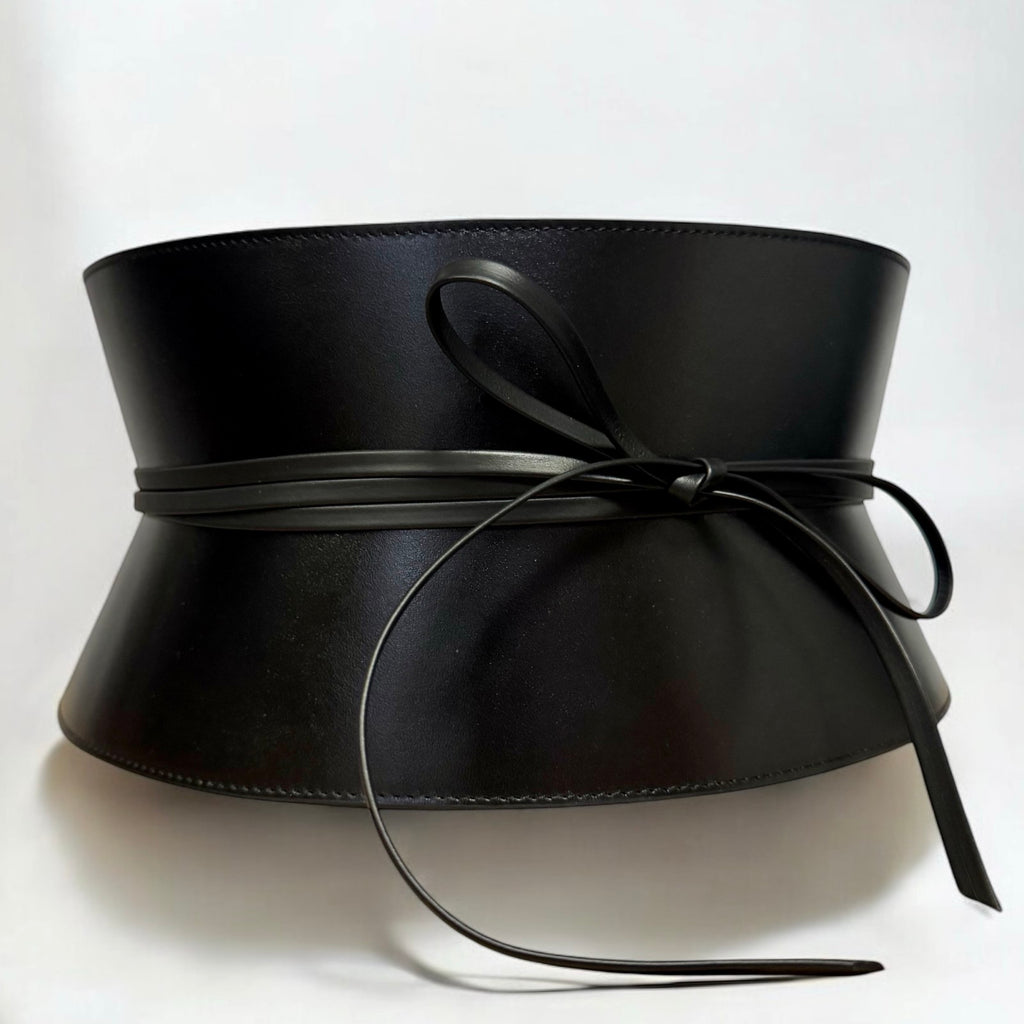 Brown leather corset belt – Wide by Aria Margo