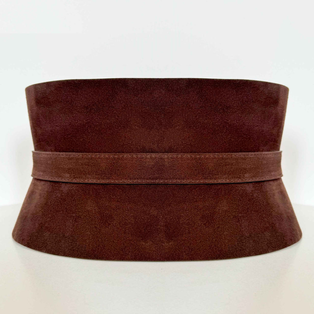 Brown leather corset belt – Wide by Aria Margo