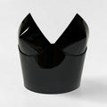 Aria Margo black patent leather over-bust corset with a structured, high-shine finish and sculptural neckline.