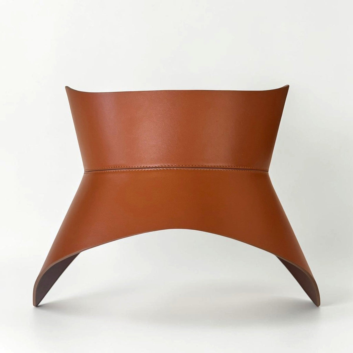 Aria Margo brown Italian leather corset belt with a structured, feminine silhouette for waist and hip shaping.