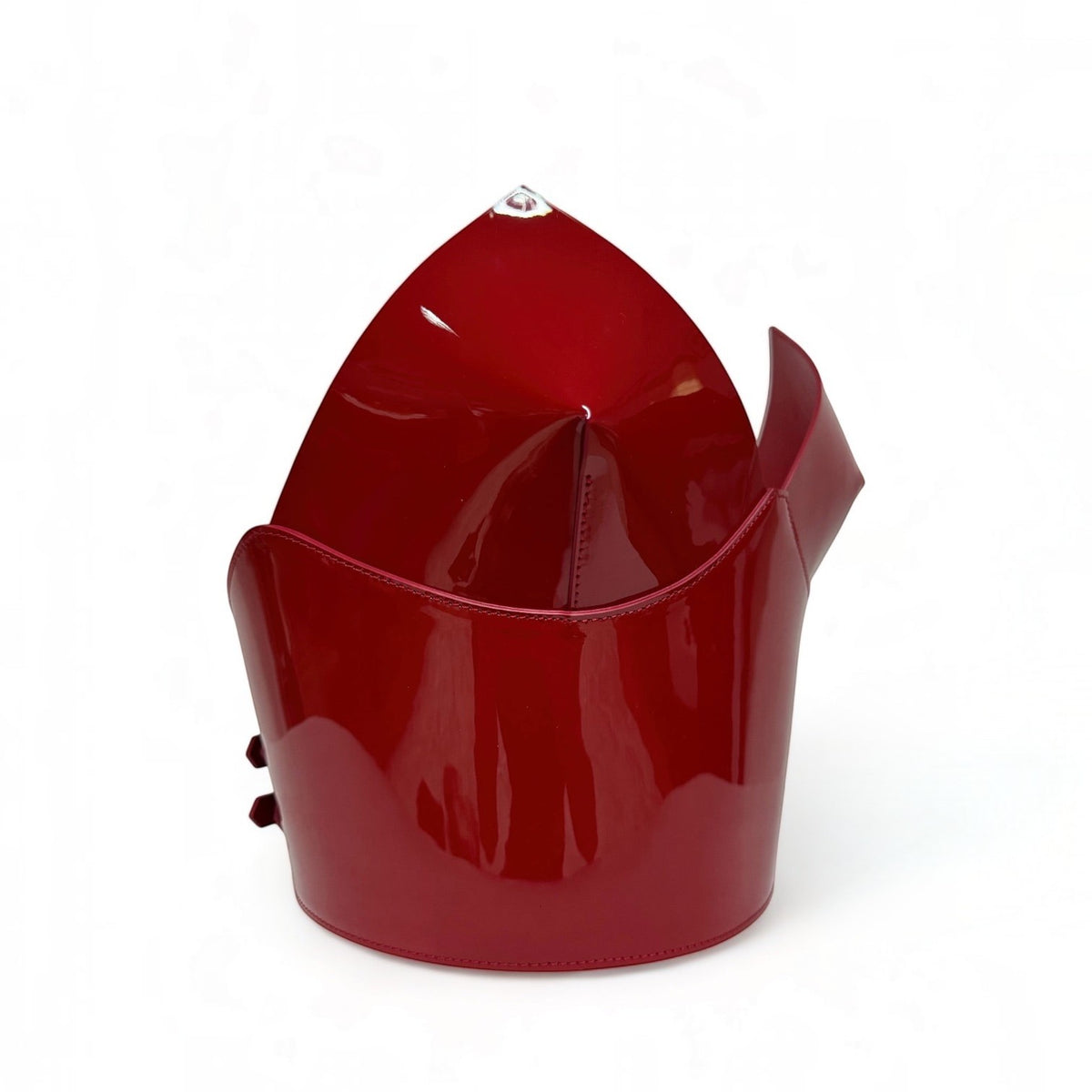 Aria Margo red patent leather over-bust corset with a high-shine finish and structured silhouette.