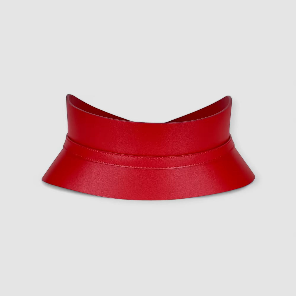 Aria Margo slim red Italian leather corset belt with a structured, waist-defining design.
