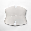 Aria Margo Test ivory patent leather corset belt with an hourglass silhouette and high-shine finish.