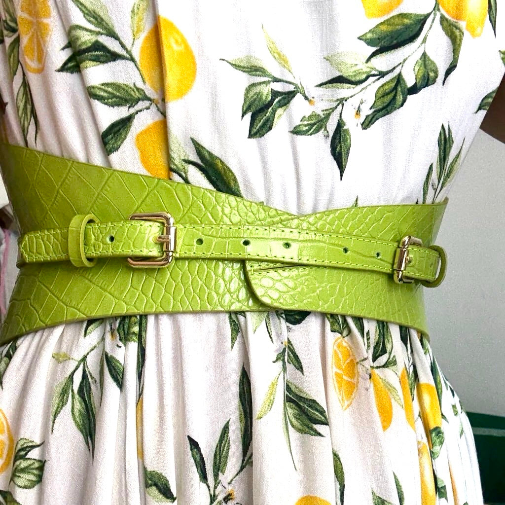Green leather corset belt – Slim by Aria Margo