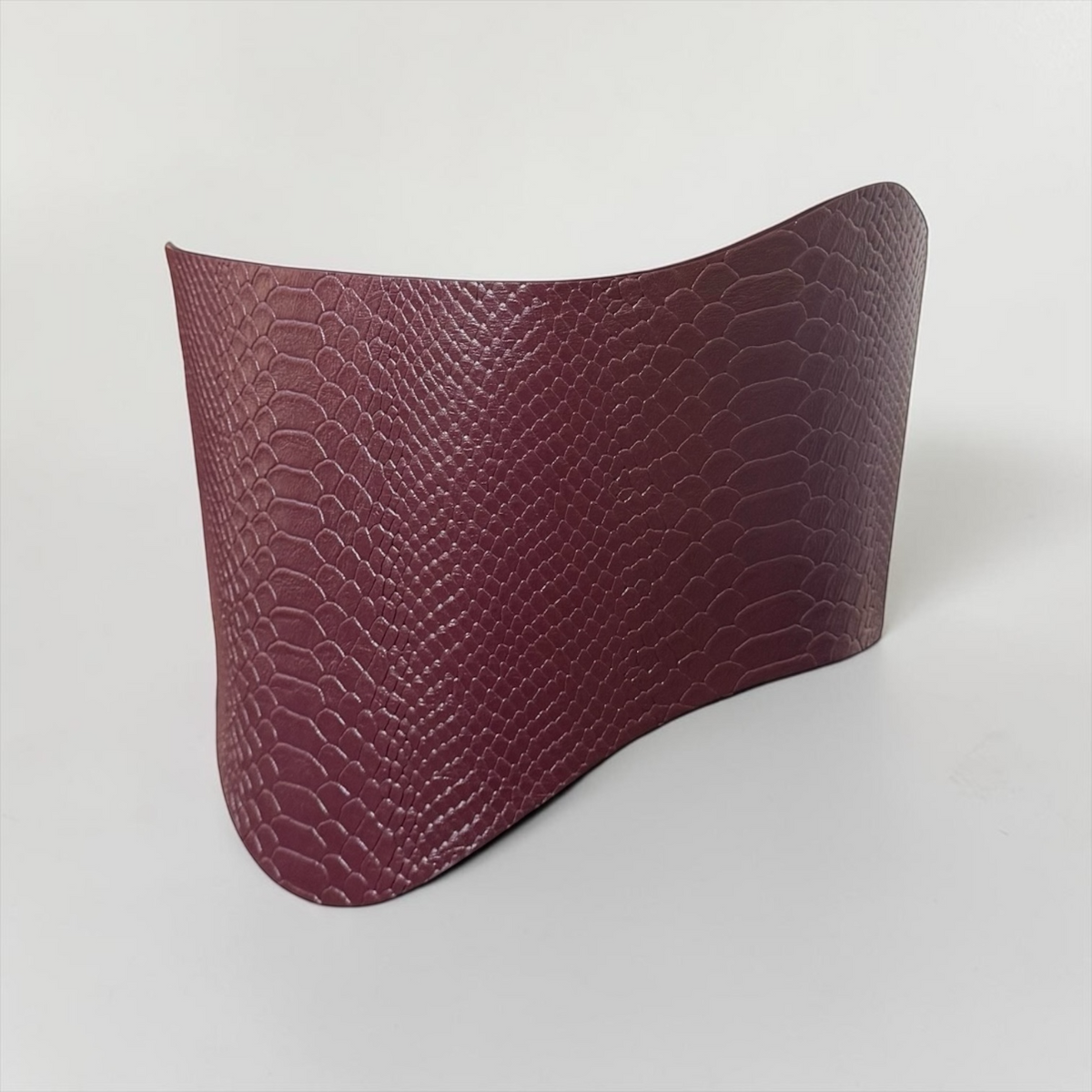 Round Under Bust Leather Corset Belt - Burgundy Croco