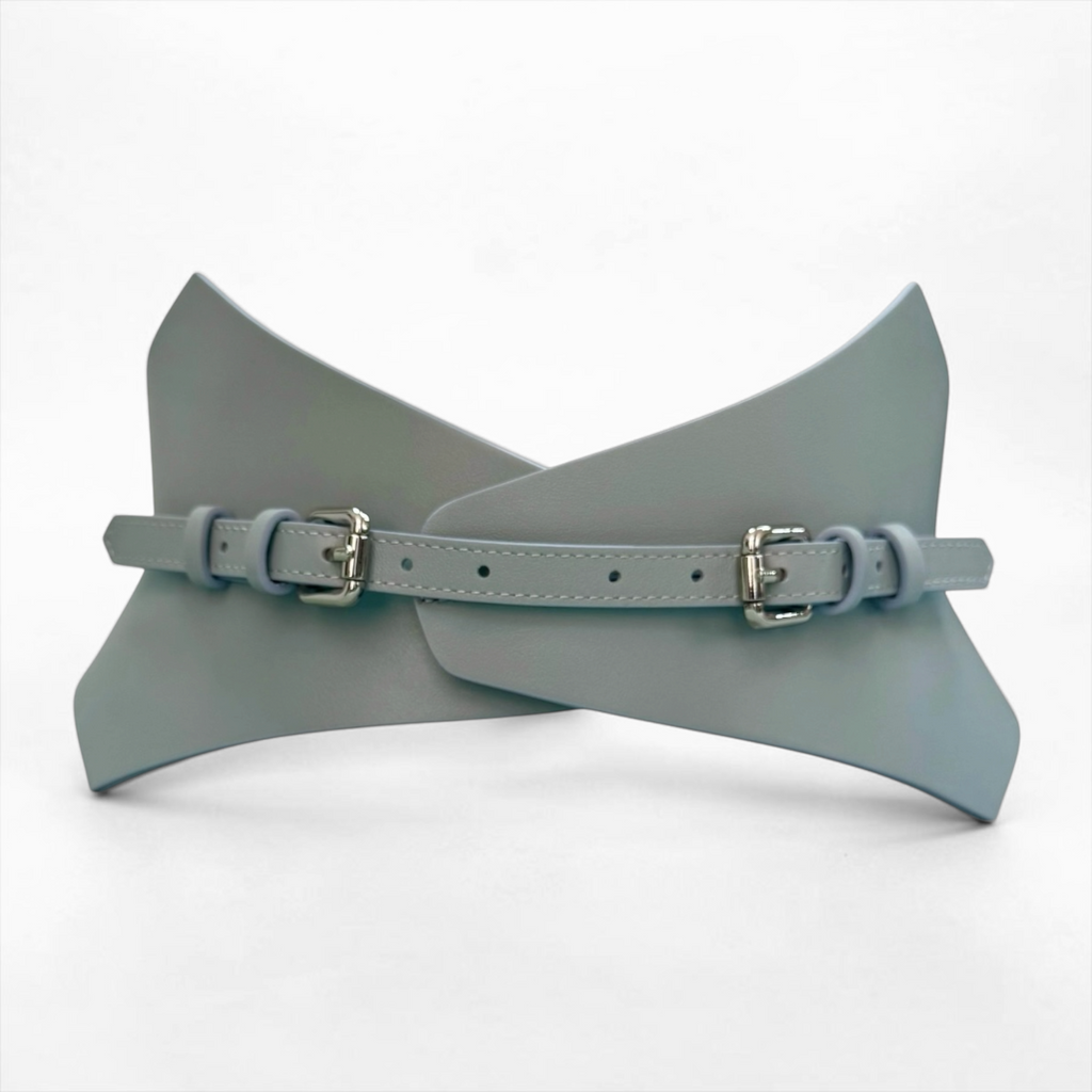 Thorns Leather Corset Belt - Ice Blue