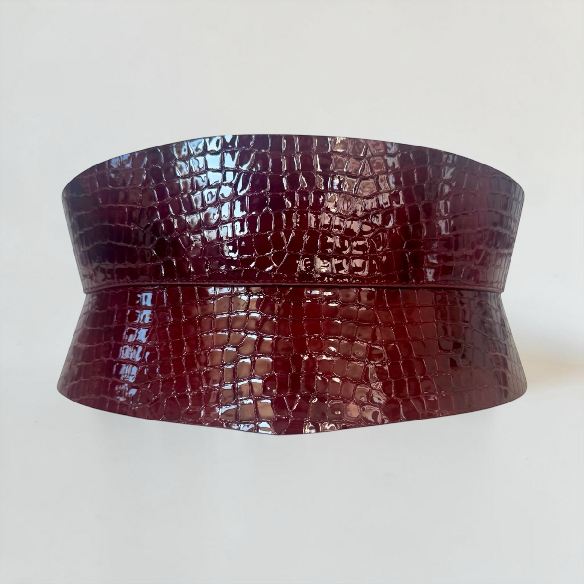 Eclipse Mini Leather Corset Belt - Burgundy Patent Croco