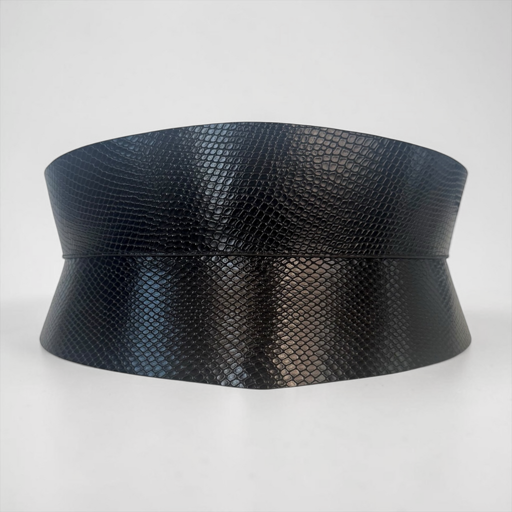 Eclipse Mini Leather Corset Belt - Black Snake