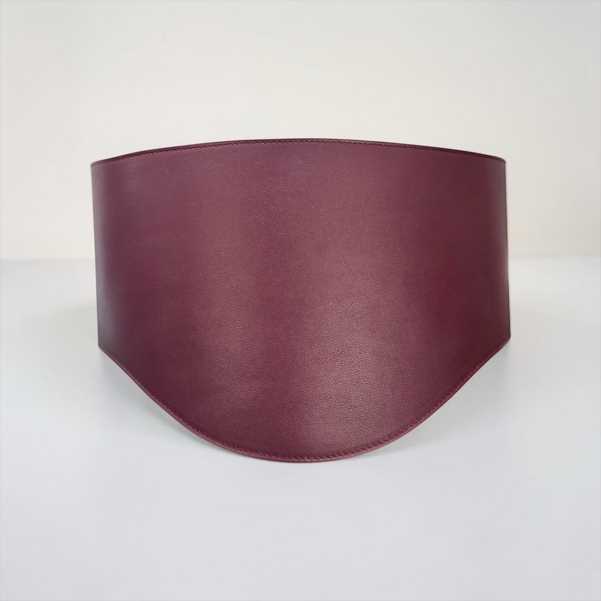 Round Under Bust Leather Corset Belt - Burgundy