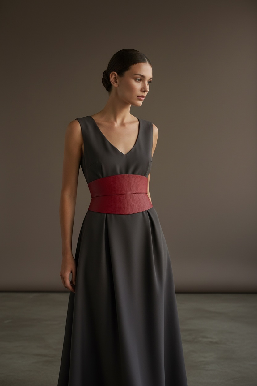 Eclipse Mini Leather Corset Belt - Textured Dark Red