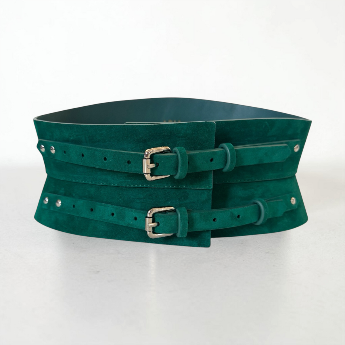 Eclipse Mini Leather Corset Belt - Green Suede