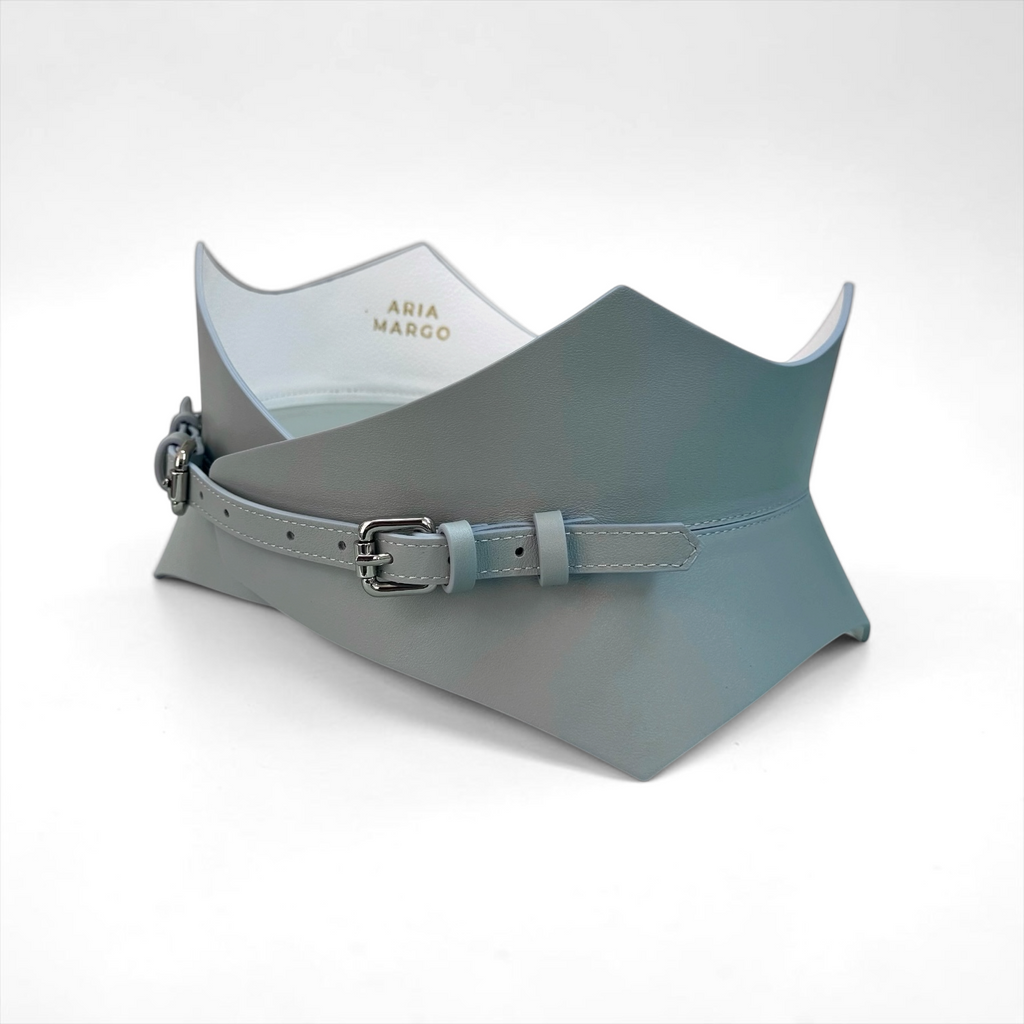 Thorns Leather Corset Belt - Ice Blue