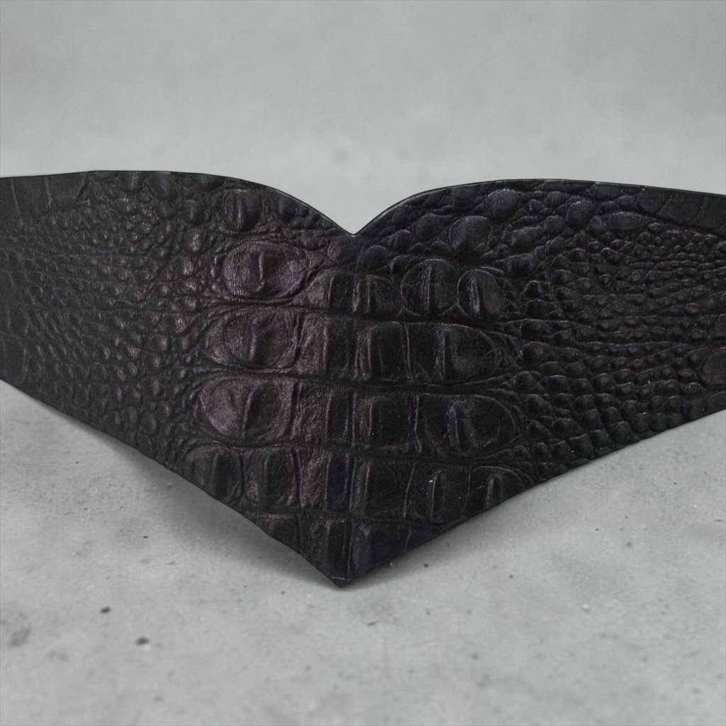 Heart Leather Belt - Black Croco