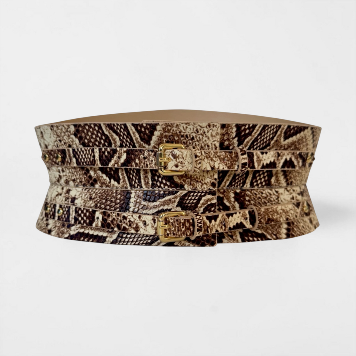 Eclipse Mini Leather Corset Belt -  Beige Snake