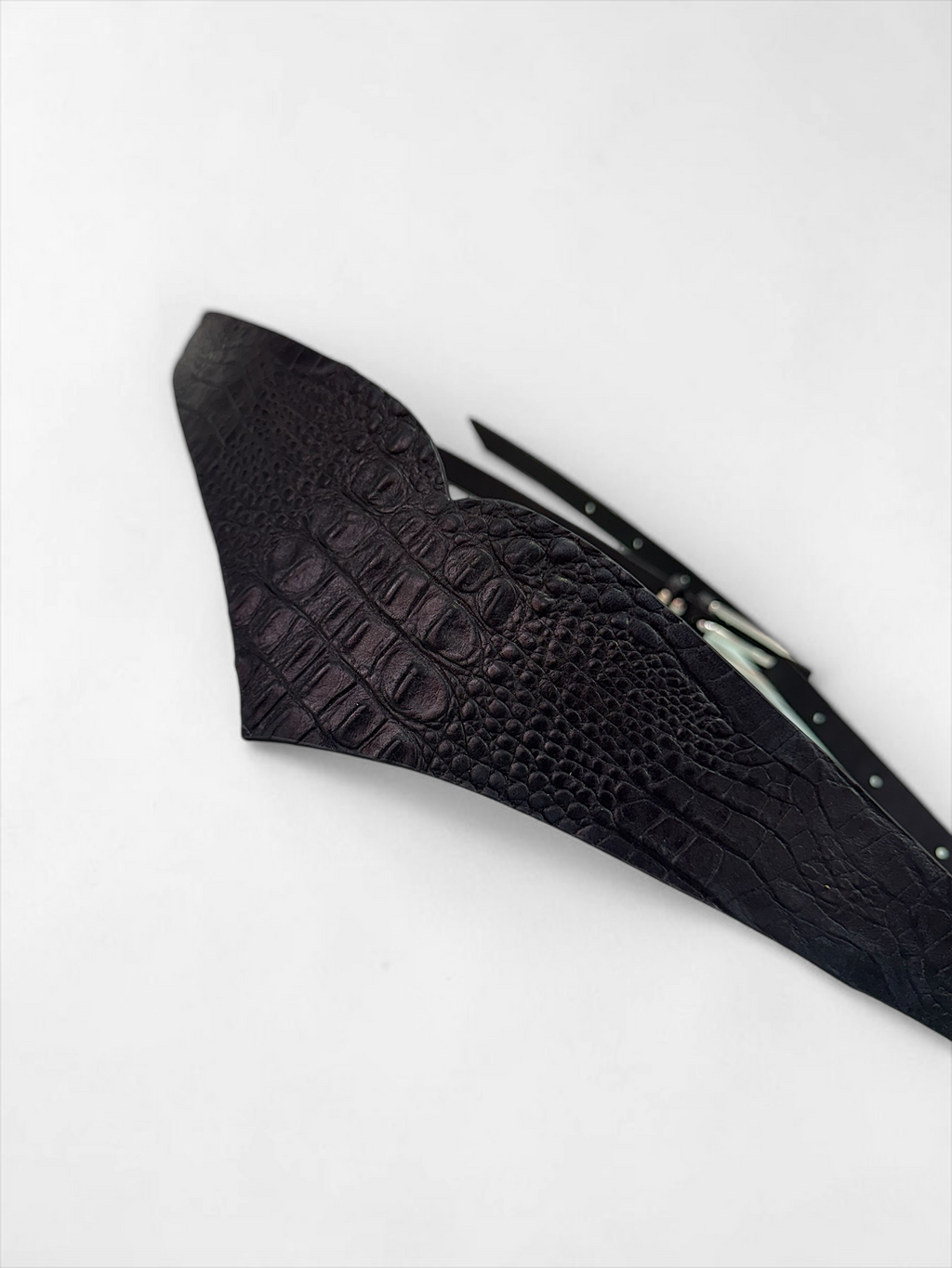 Heart Leather Belt - Black Croco