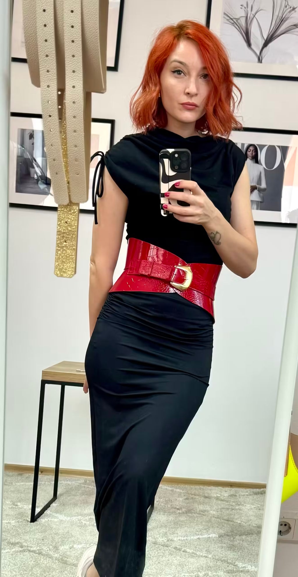 Red leather corset belt – Hourglass by Aria Margo
