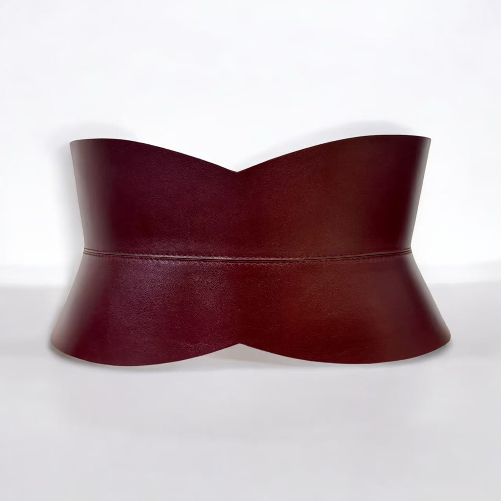 Red leather corset belt – Hourglass by Aria Margo