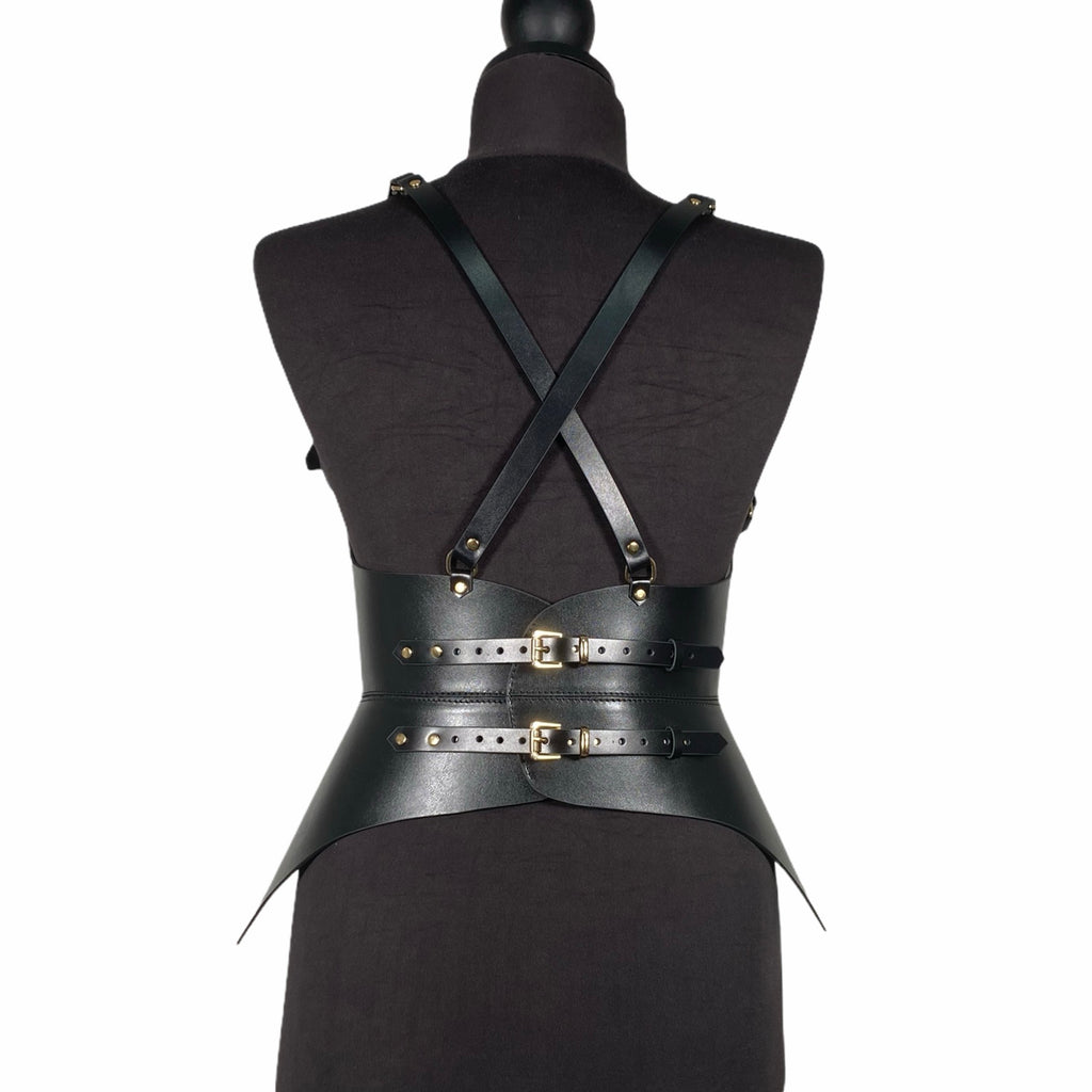Black leather corset belt – Hallo by Aria Margo