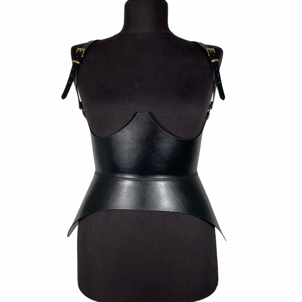 Black leather corset belt – Hallo by Aria Margo