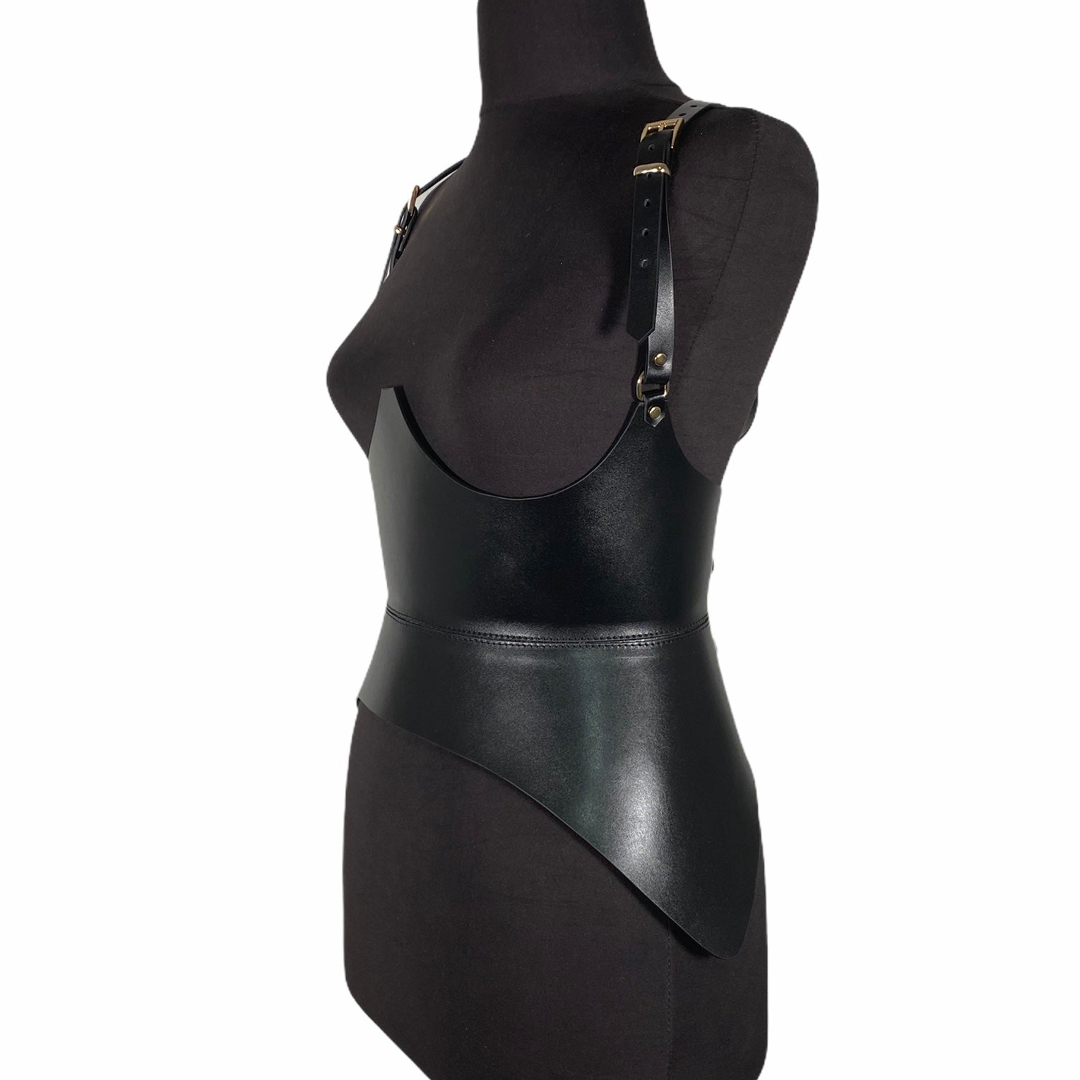 Black leather corset belt – Hallo by Aria Margo