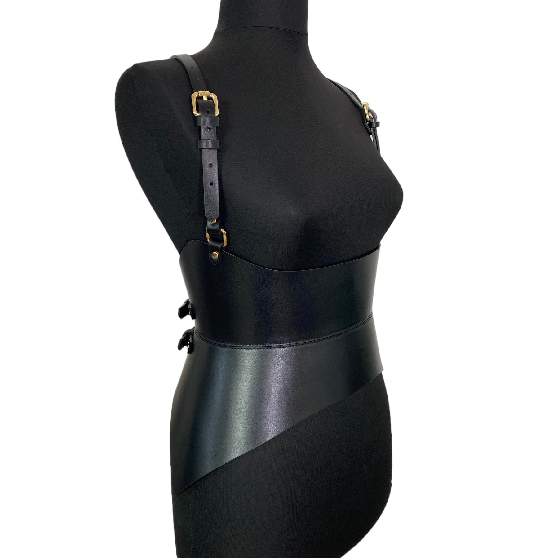 Black leather corset belt – Hallo by Aria Margo