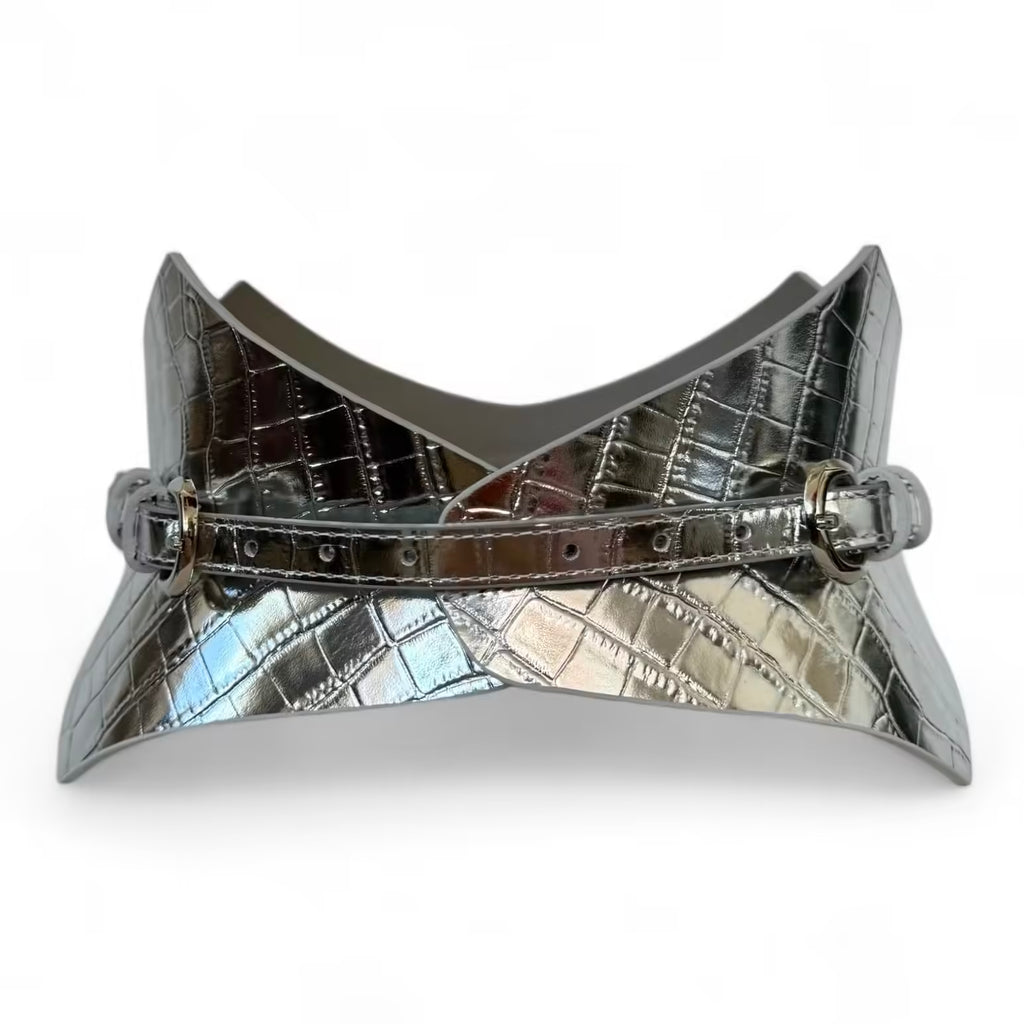 Silver leather corset belt – Thorns by Aria Margo