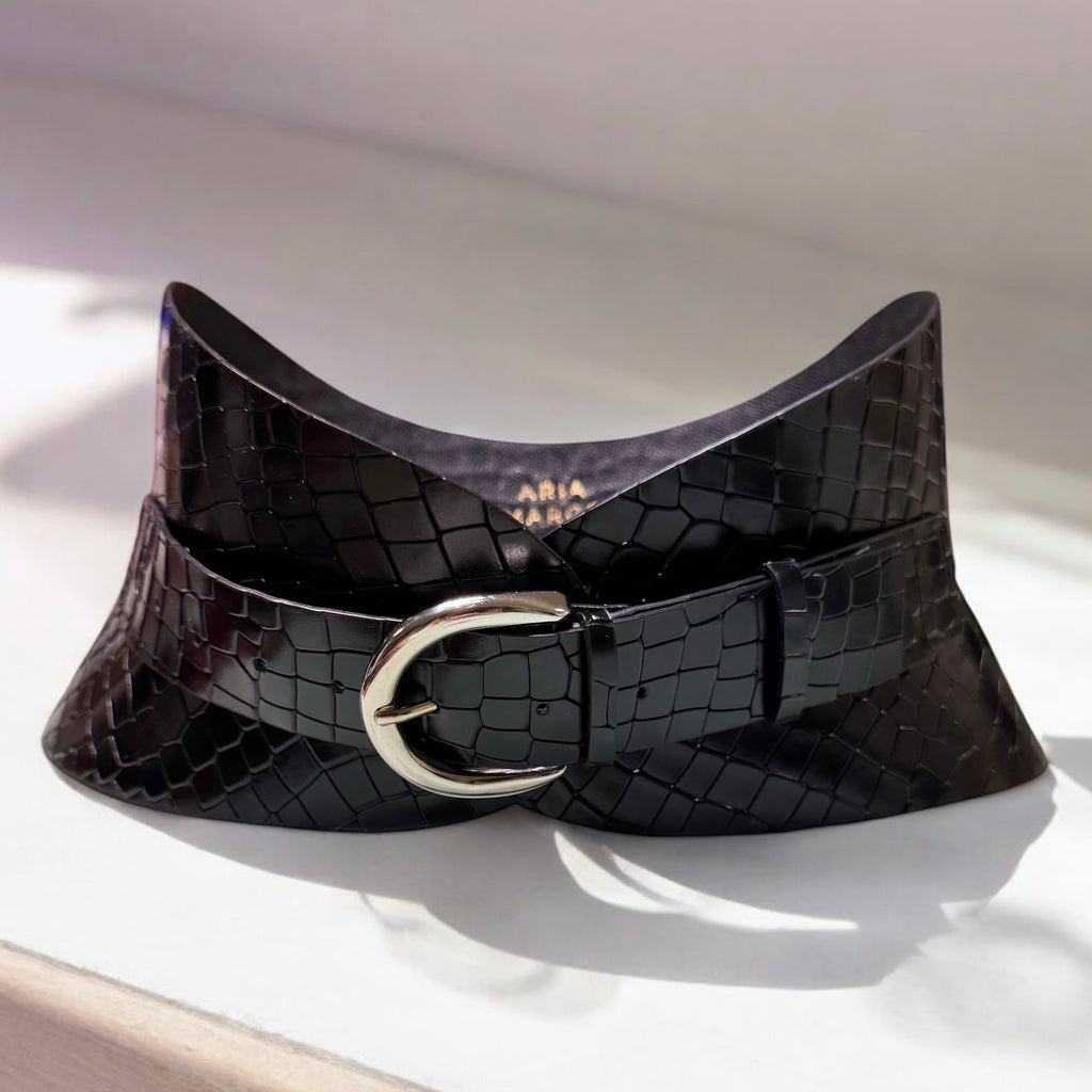 Black leather corset belt – Hourglass by Aria Margo
