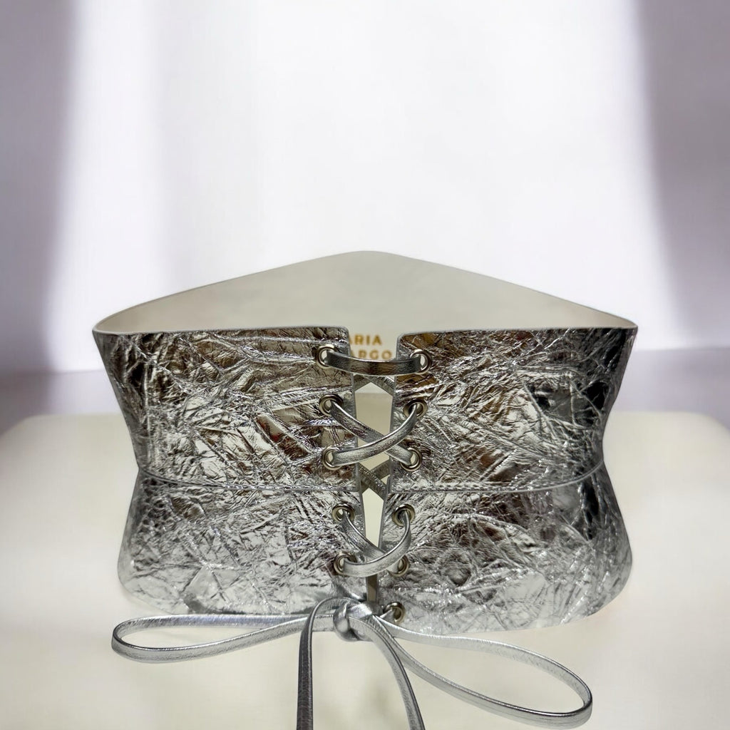 Silver leather corset belt – Hourglass by Aria Margo