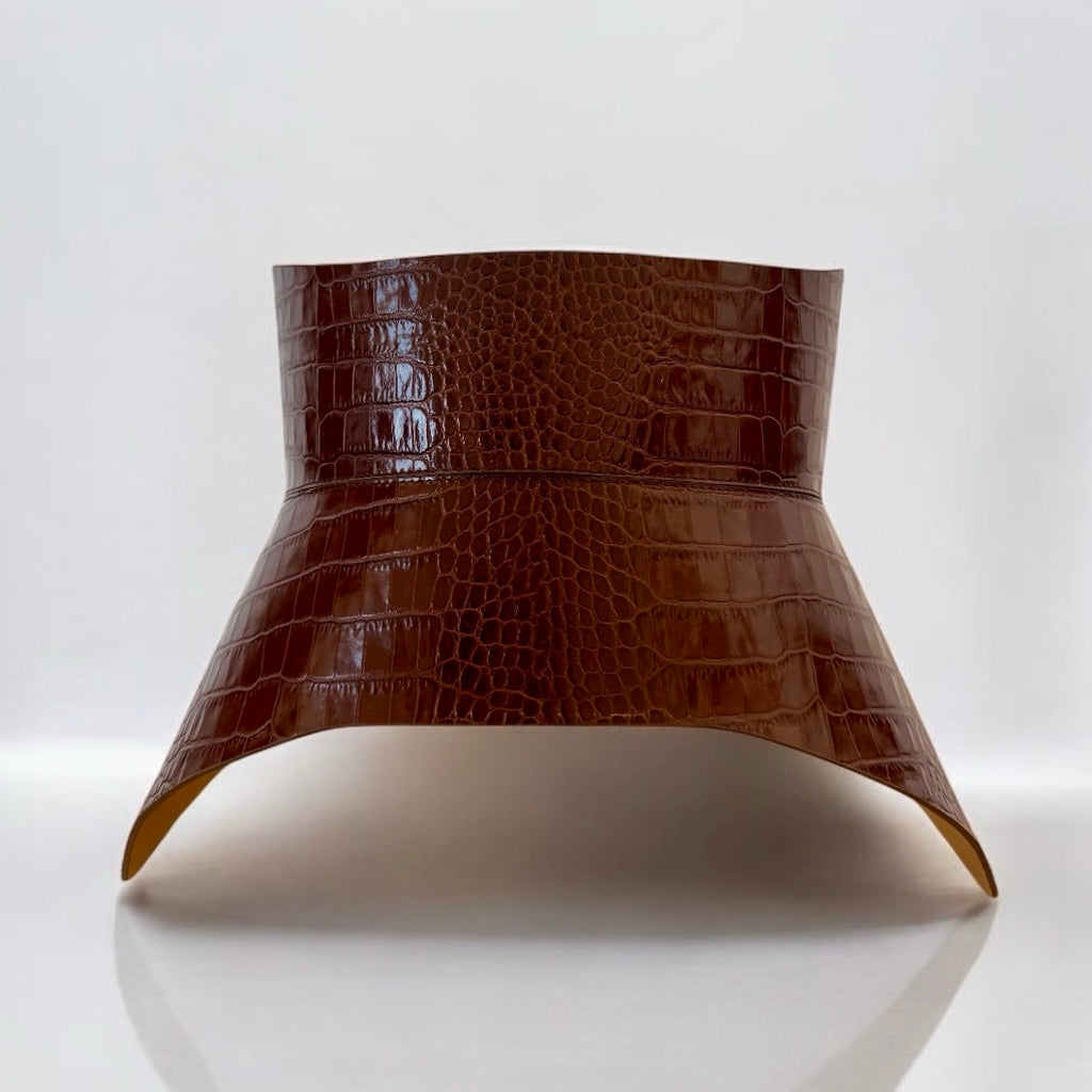 Brown leather corset belt – Hallo by Aria Margo
