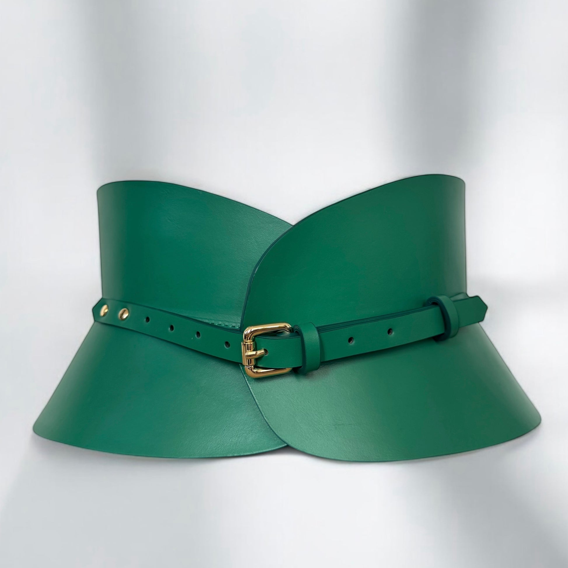 Green leather corset belt – Hourglass by Aria Margo