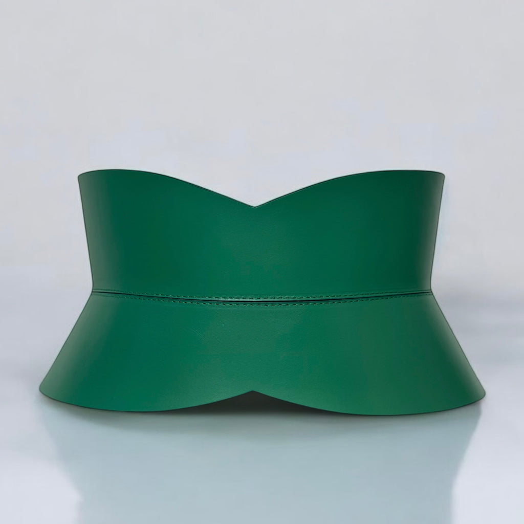 Green leather corset belt – Hourglass by Aria Margo