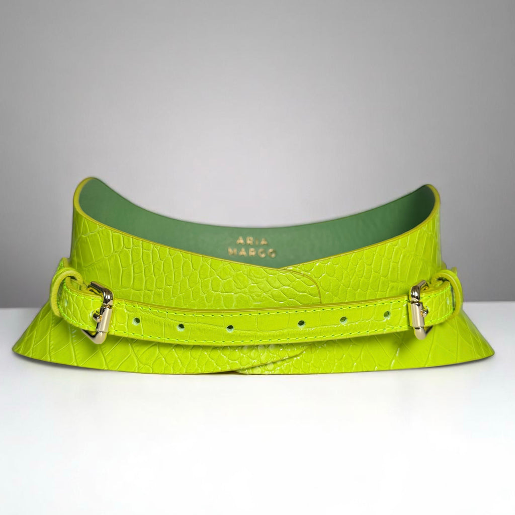 Green leather corset belt – Slim by Aria Margo