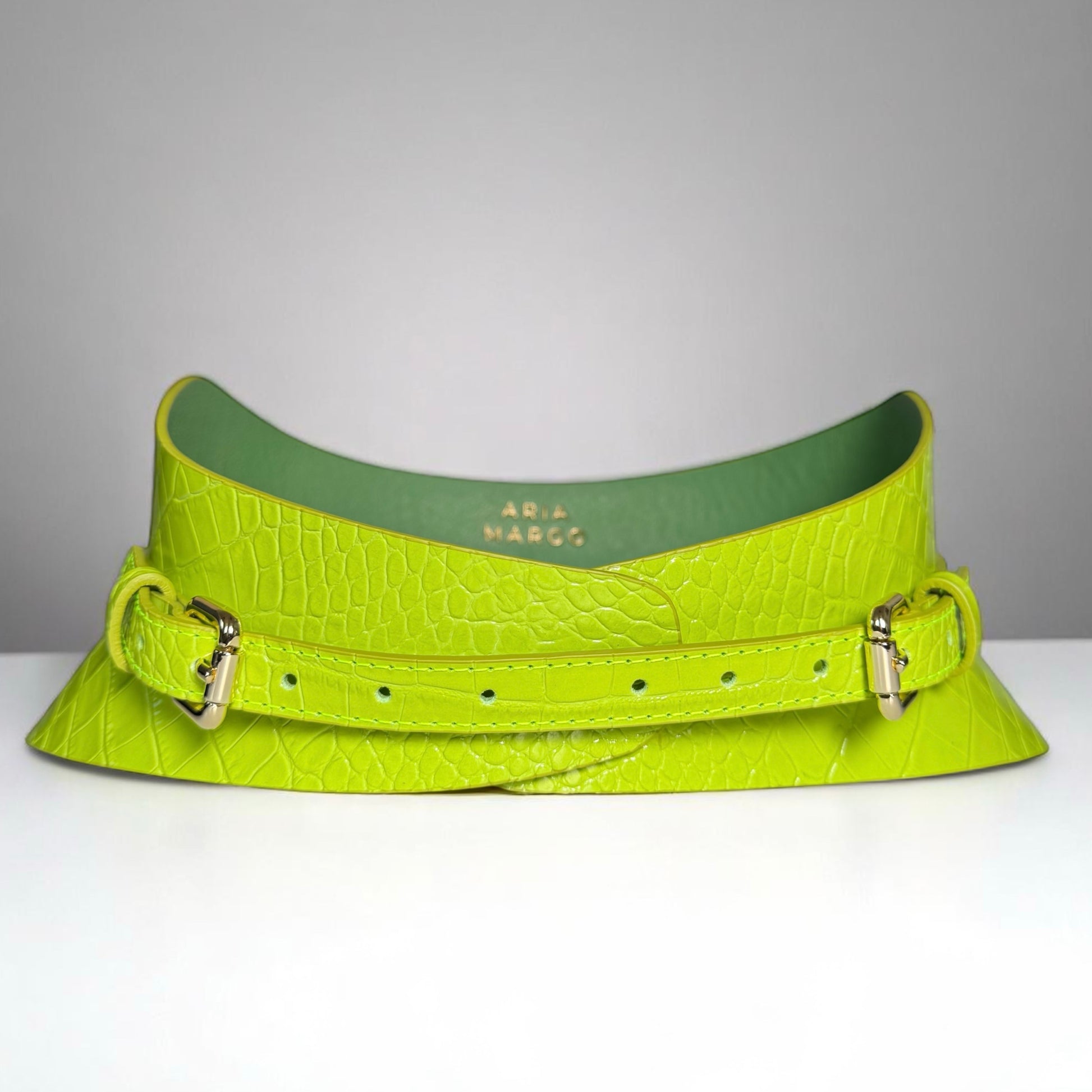 Green leather corset belt – Slim by Aria Margo
