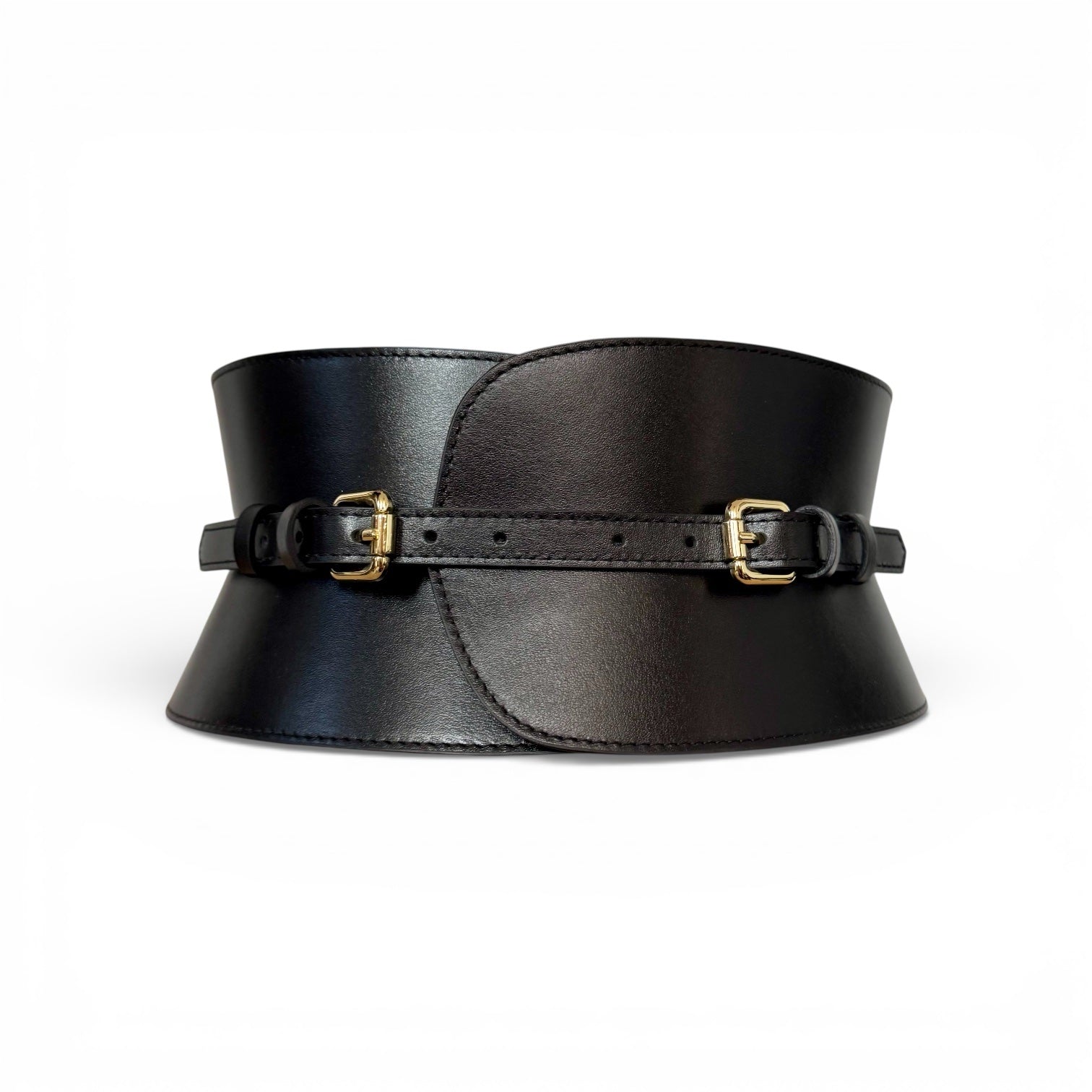 Black leather corset belt – V-cut by Aria Margo
