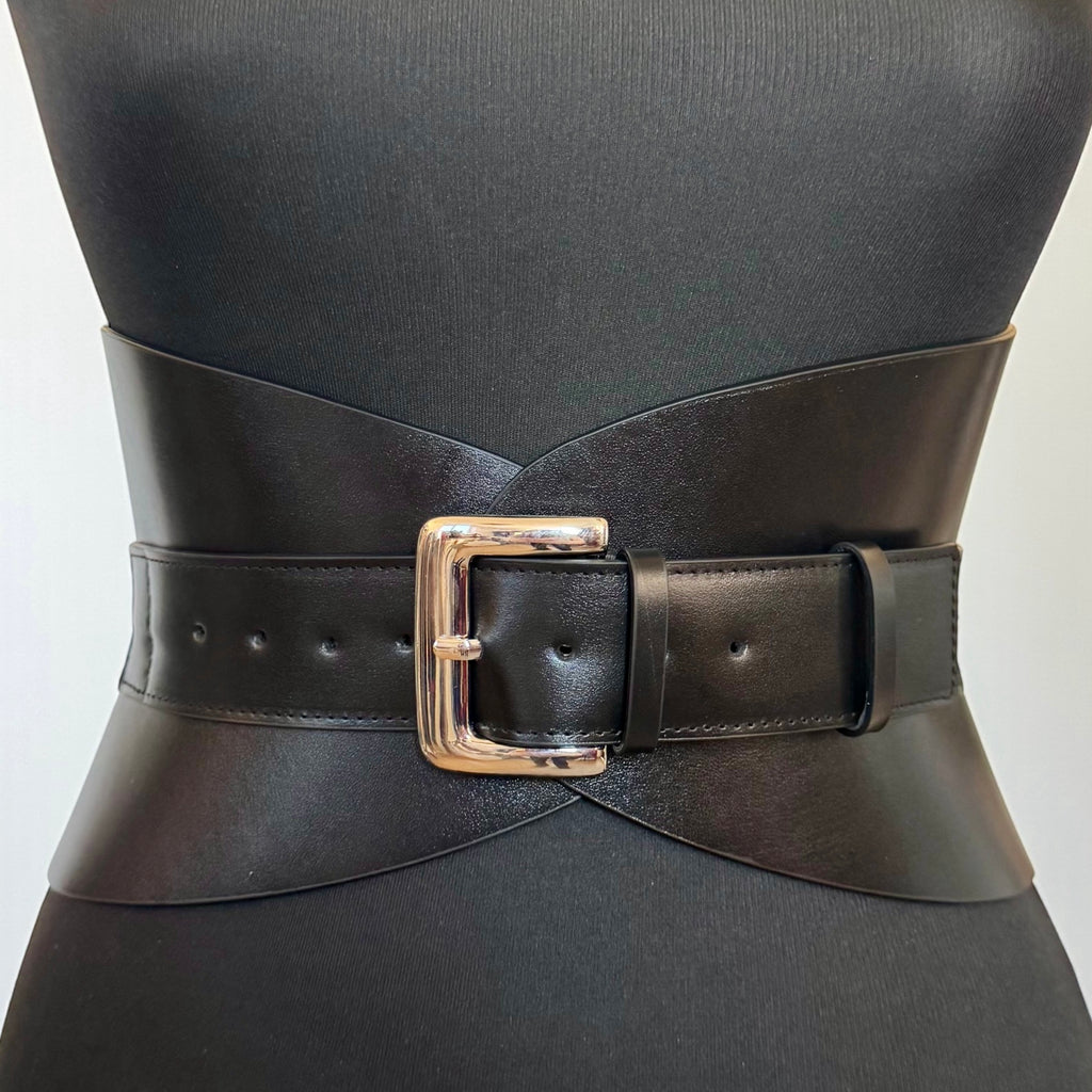 Black leather corset belt – Hourglass by Aria Margo