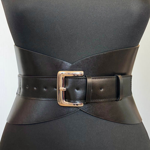Black leather corset belt – Hourglass by Aria Margo