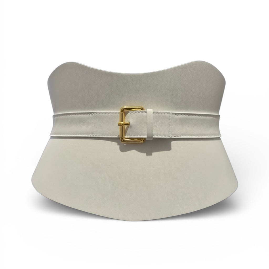White leather corset belt – Hallo by Aria Margo